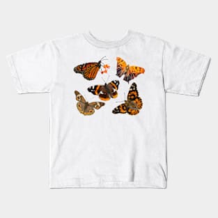 Orange and Brown Butterflies Kids T-Shirt